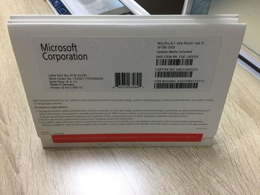 COA 스티커 활성화를 가진 영국/프랑스/이탈리아 사람 Windows 8.1 전문가 OEM