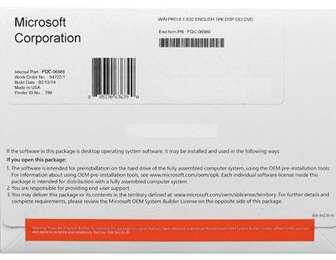 Passez en revue rapidement la langue multi originale d'OEM de professionnel du MS Windows 8,1