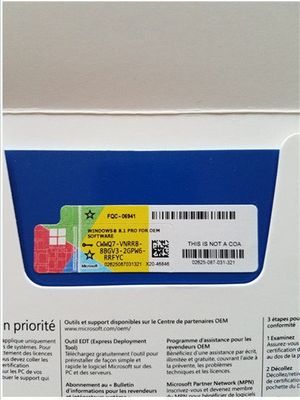 OEM 포장 Microsoft Windows 8.1 직업적인 세계적인 지역 100%년 활성화