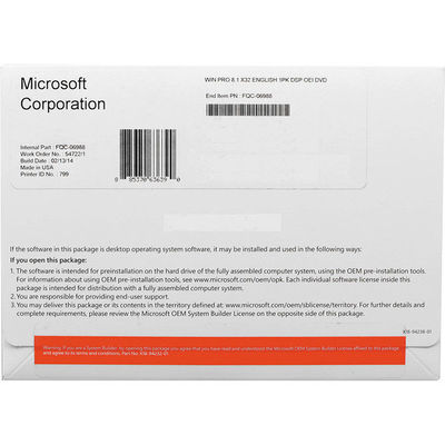 OEM Pakketvensters 8,1 het Levengarantie van de Besturingssysteem Engelstalige Versie