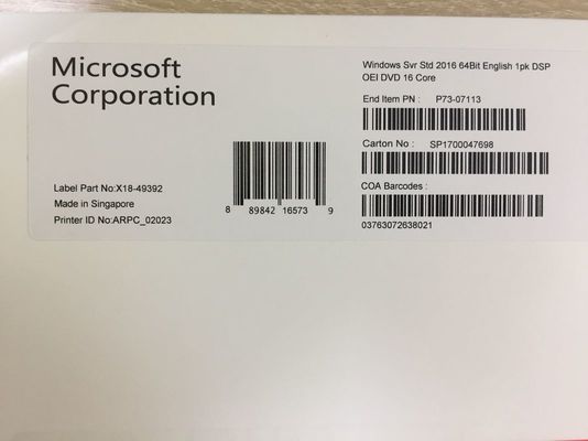 Английский бит ДВД ПАКЕТА 64 ОЭМ стандарта сервера 2016 Микрософт Виндовс версии