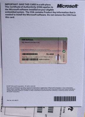 تم تنشيط خادم Sql Server 2014 عبر الإنترنت للترخيص القياسي 5 Cal مع ضمان مدى الحياة